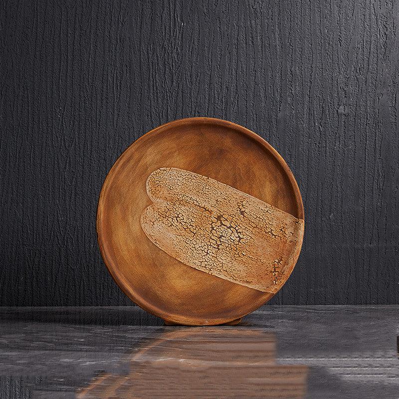 Wood Grain Ceramic Living Room Flat Vase Flower Arrangement Decoration - Pacisia