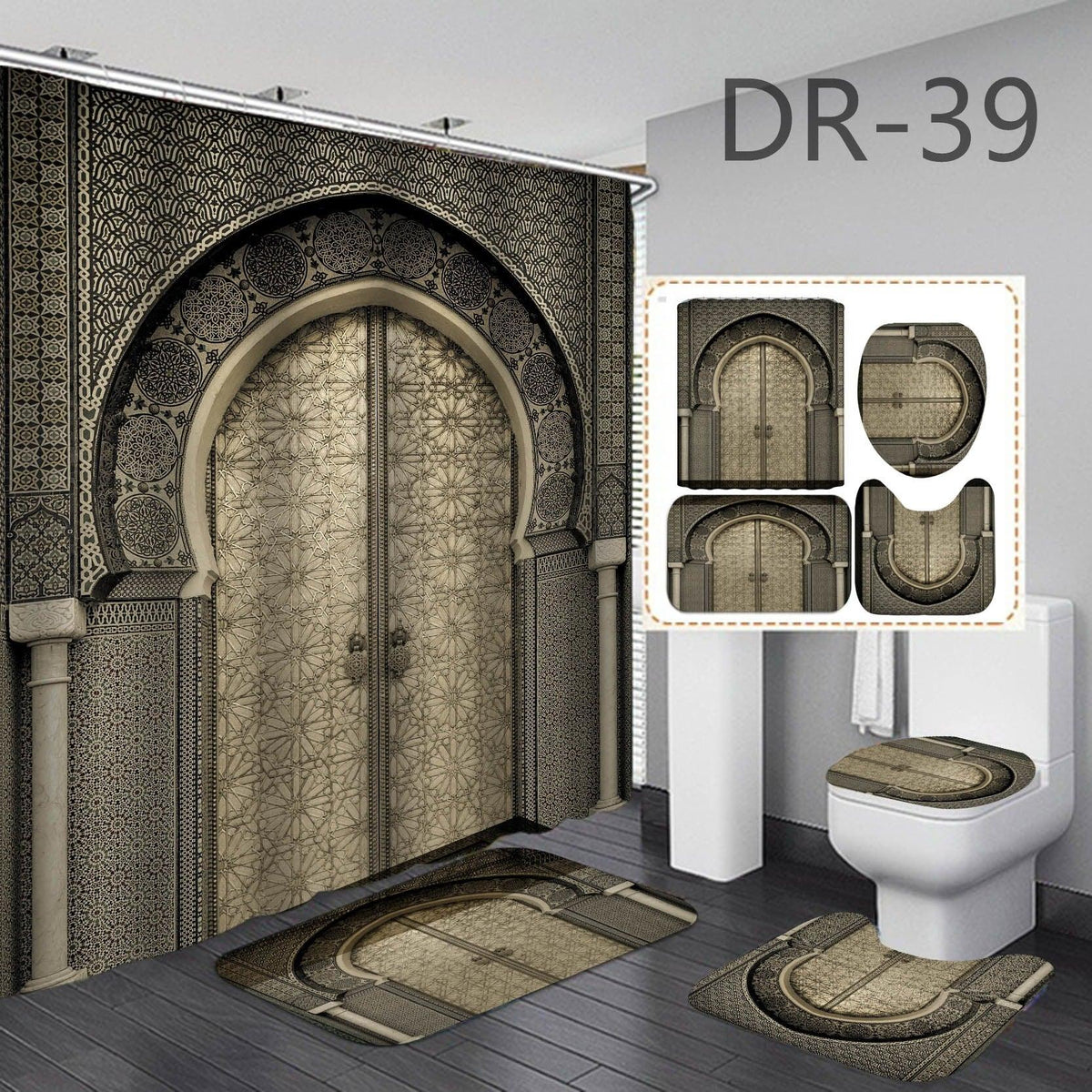 Wooden Door Series Digital Printing Waterproof Polyester Bathroom Shower Curtain - Pacisia