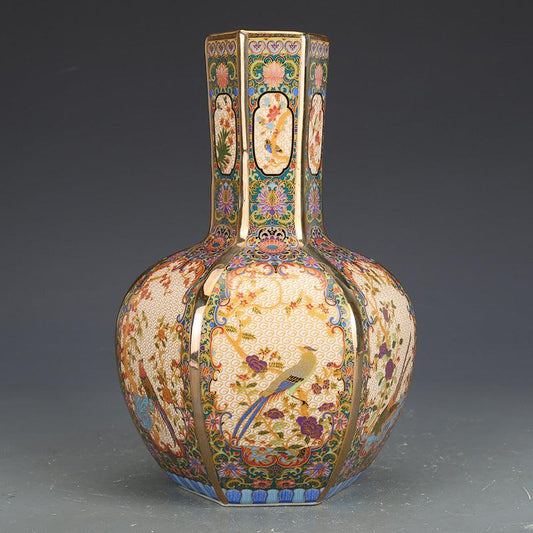 Yongzheng Enamel Colored Celestial Globe Vase Antique Porcelain - Pacisia