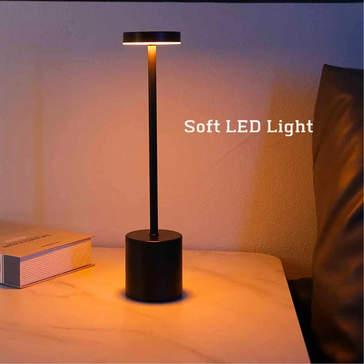 Simple LED Rechargeable Touch Metal Table Lamp Three Colors Bedside Creative Ambient Light Bar Outdoor Decoration Night Light - Pacisia