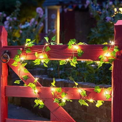 Flower Green Leaf String Lights Artificial Vine Fairy Lights Battery Powered Christmas Tree Garland Light for Weeding Home Decor - Pacisia
