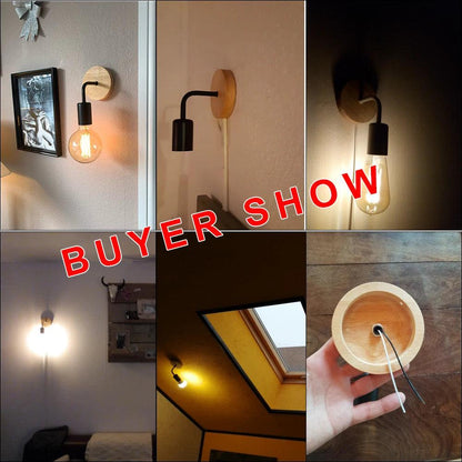 Wood Wall Lamp Vintage Sconce Wall Lights Fixture E27 110V 220V Bedside Retro Lamp Industrial Decor Dining Room Bedroom Light - Pacisia