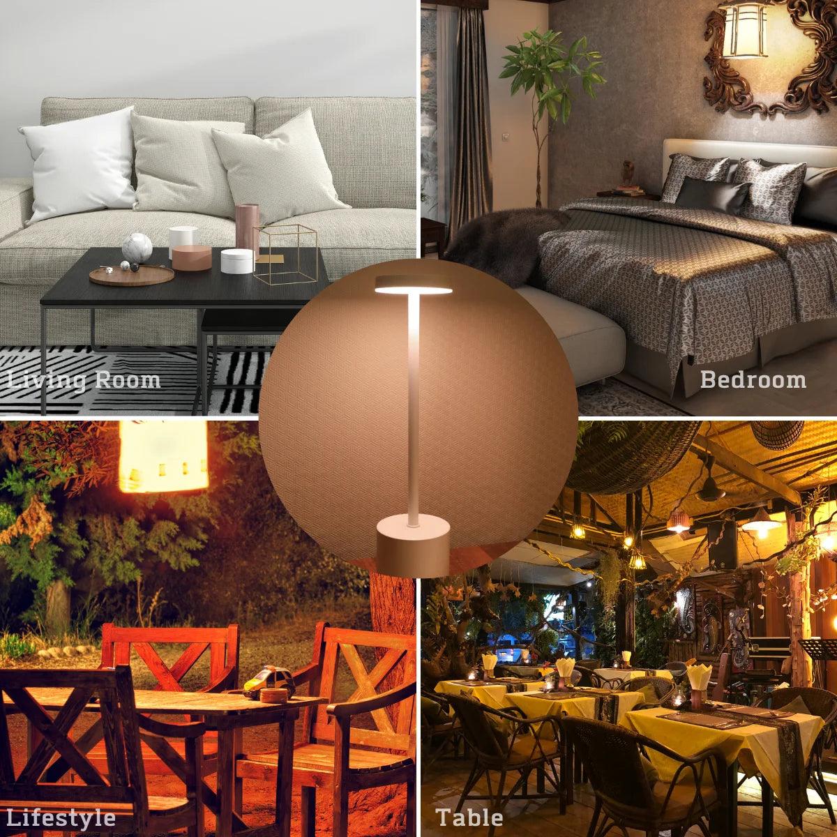 Simple LED Rechargeable Touch Metal Table Lamp Three Colors Bedside Creative Ambient Light Bar Outdoor Decoration Night Light - Pacisia