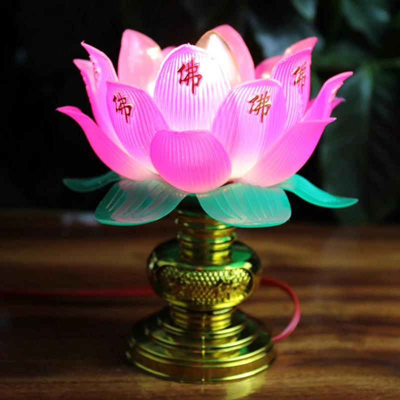 Buddhism Lotus Lamp Exquisite Veilleuse Solemn Buddhist Ceremony Worship Buddha Lamp Buddhist Temple Decoration - Pacisia