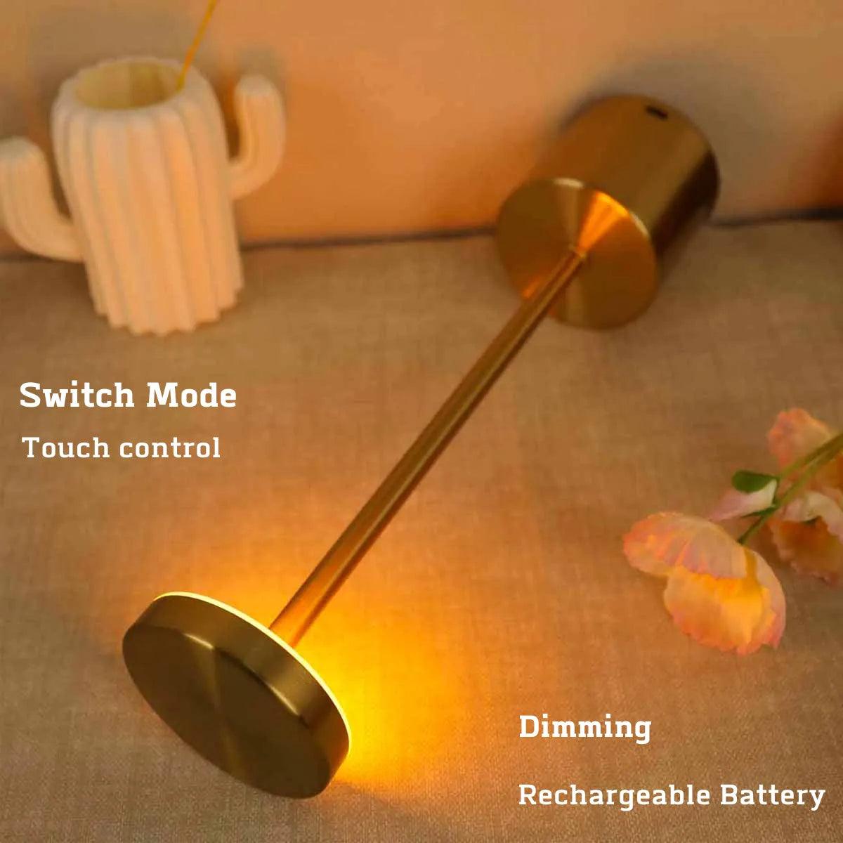 Simple LED Rechargeable Touch Metal Table Lamp Three Colors Bedside Creative Ambient Light Bar Outdoor Decoration Night Light - Pacisia