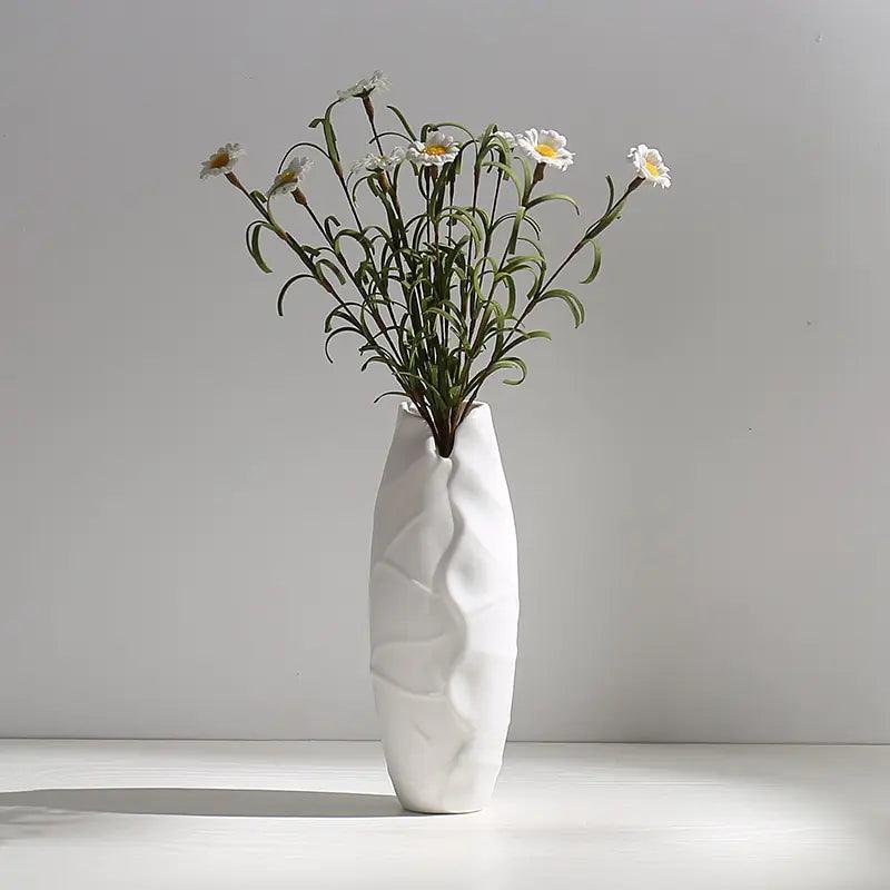 Modern Minimalist White Hemp Rope Ceramic Vase - Pacisia