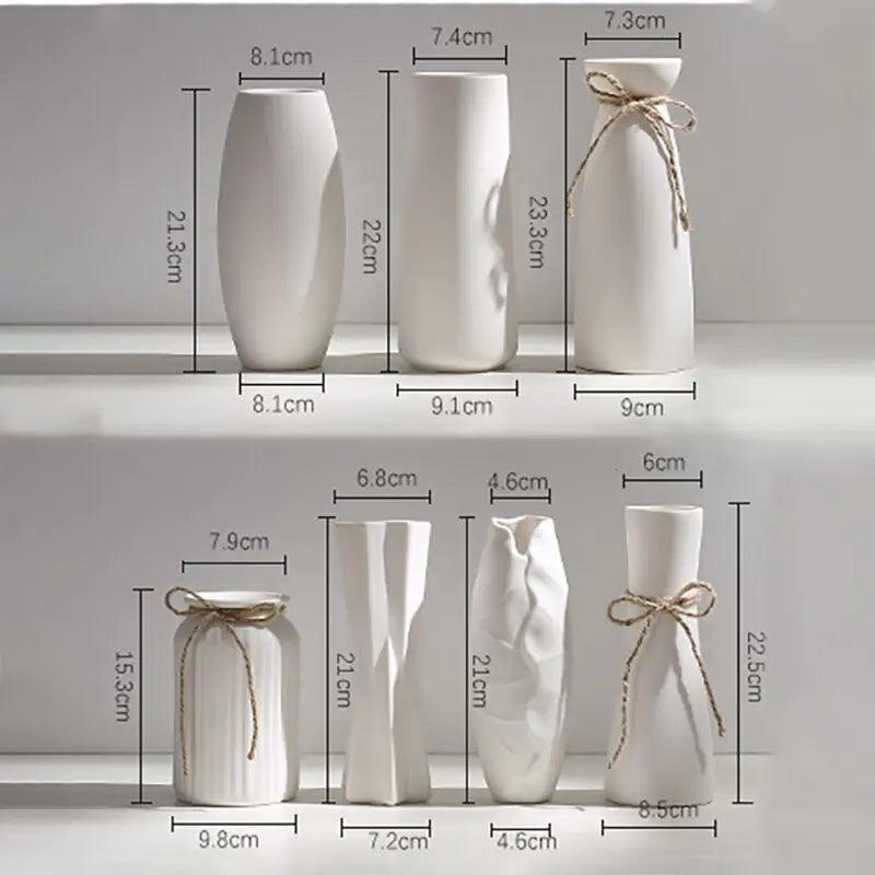 Modern Minimalist White Hemp Rope Ceramic Vase - Pacisia