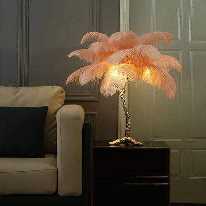 Nordic LED Floor Lamp Living Room bedroom Indoor New Fashion Ostrich Feather Deco Luminaire Gold Resin Tripot Standing Lamps - Pacisia