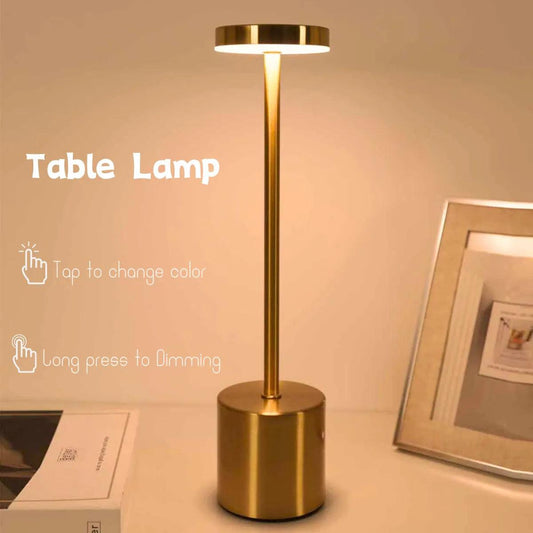 Simple LED Rechargeable Touch Metal Table Lamp Three Colors Bedside Creative Ambient Light Bar Outdoor Decoration Night Light - Pacisia