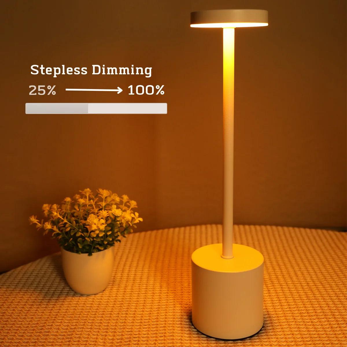 Simple LED Rechargeable Touch Metal Table Lamp Three Colors Bedside Creative Ambient Light Bar Outdoor Decoration Night Light - Pacisia