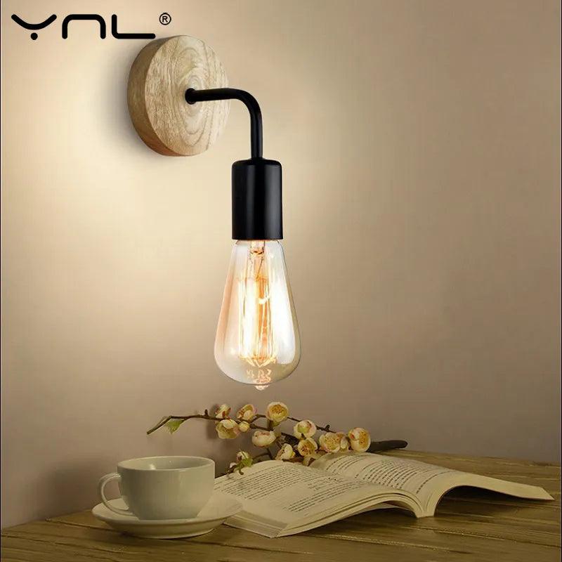 Wood Wall Lamp Vintage Sconce Wall Lights Fixture E27 110V 220V Bedside Retro Lamp Industrial Decor Dining Room Bedroom Light - Pacisia
