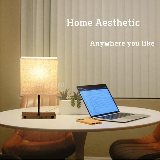 USB Dimmable Japanese Fabric Retro Desktop Table Lamp, Bedside Light  Bedroom Creative Decorative Lamp Reading Books Lighting - Pacisia