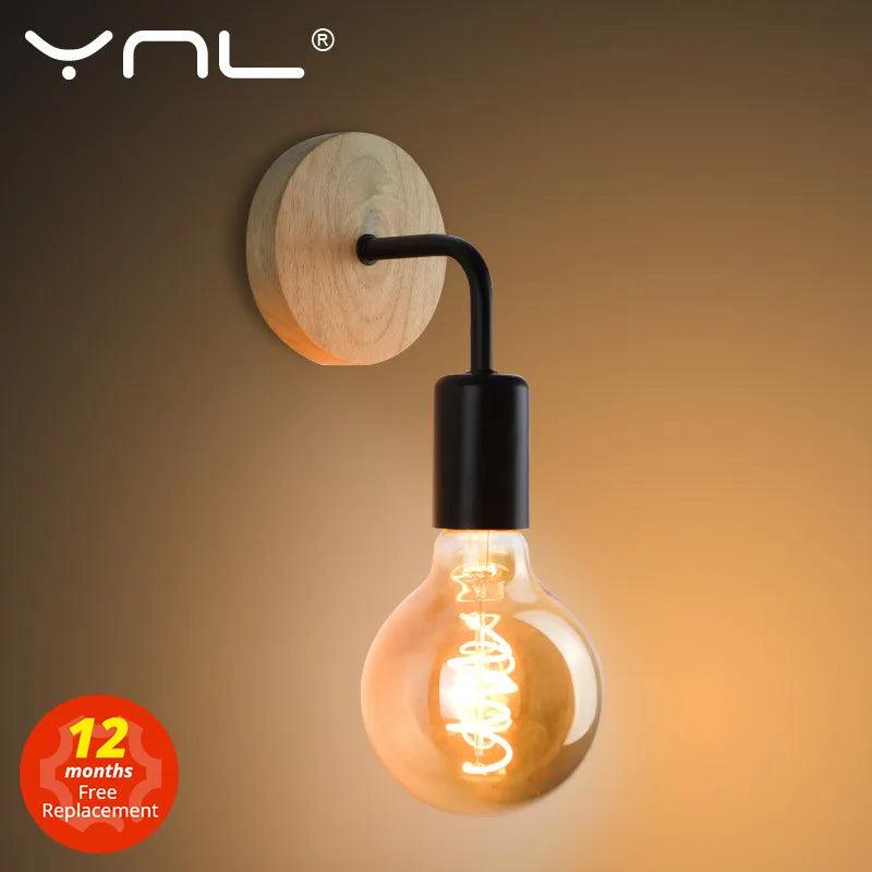 Wood Wall Lamp Vintage Sconce Wall Lights Fixture E27 110V 220V Bedside Retro Lamp Industrial Decor Dining Room Bedroom Light - Pacisia