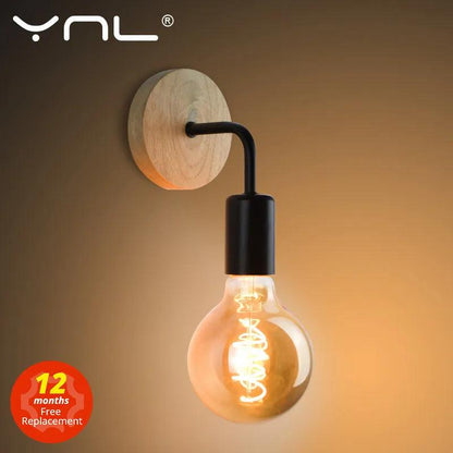 Wood Wall Lamp Vintage Sconce Wall Lights Fixture E27 110V 220V Bedside Retro Lamp Industrial Decor Dining Room Bedroom Light - Pacisia